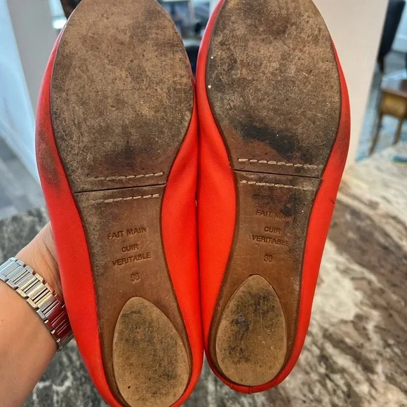 Bagllerina Orange ballet Flats, size 38. French brand. Have wear but GUC - Picture 4 of 6